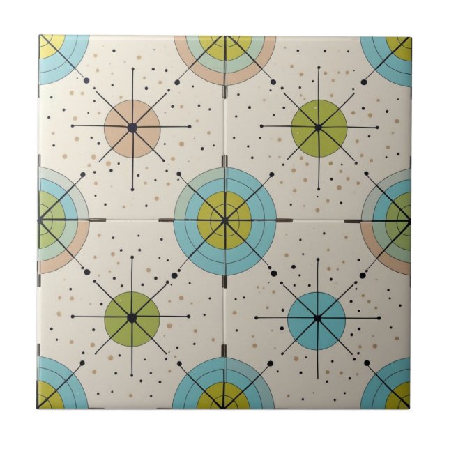 Mid Century Modern Atomic Starburst Pattern Tile (Front)