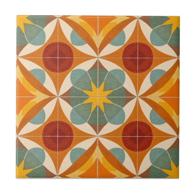 Mid Century Modern Atomic Starburst Pattern Tile (Front)