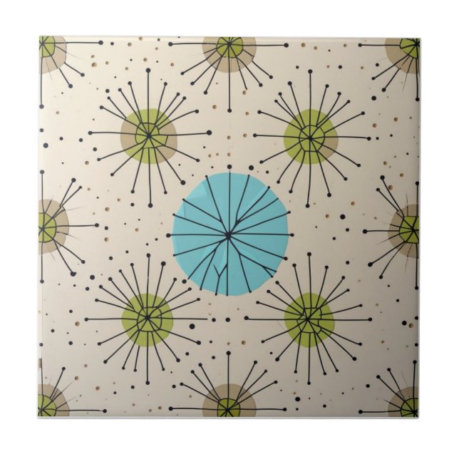 Mid Century Modern Atomic Starburst Pattern Tile (Front)