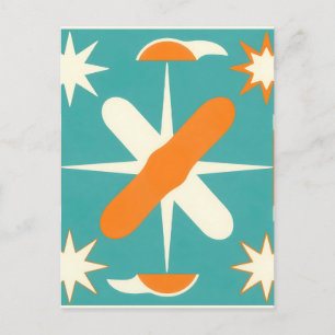 Mid Century Modern Atomic Starburst Postcard