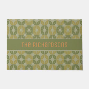 Mid Century Modern Atomic Stars Personalised Doormat