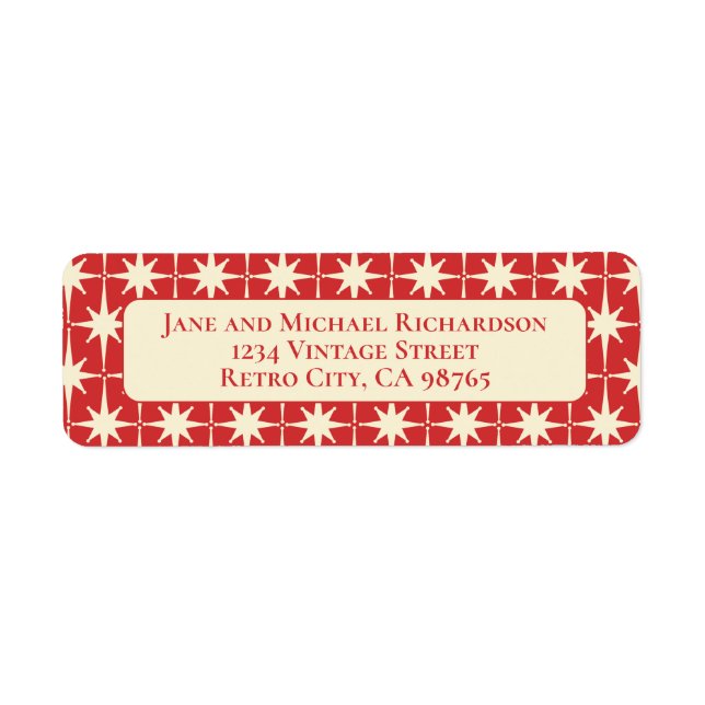 Mid Century Modern Atomic Stars Retro Red & Cream (Front)