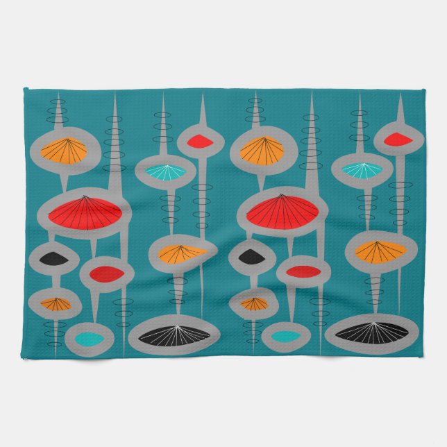 Mid-Century Modern Atomic Tea Towel (Horizontal)
