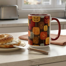 Mid Century Modern Autumn Forest Coffee