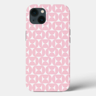Mid Century Modern Baby Pink And White Pattern iPhone 13 Case