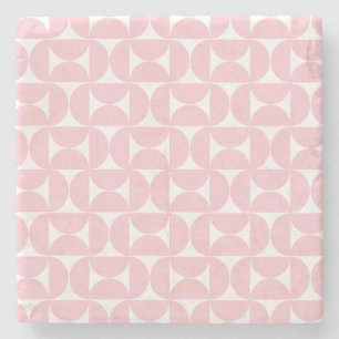 Mid Century Modern Baby Pink And White Pattern Stone Coaster