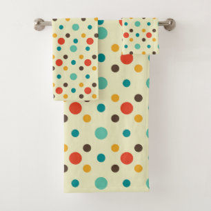 Mid-Century Modern Bath Towel, Polkadot Pattern Towel Set