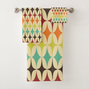 Mid century modern  bath towel set