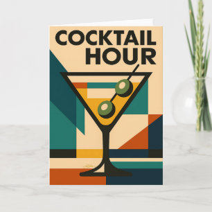 Mid Century Modern Bauhaus Cocktail Hour Martini Card