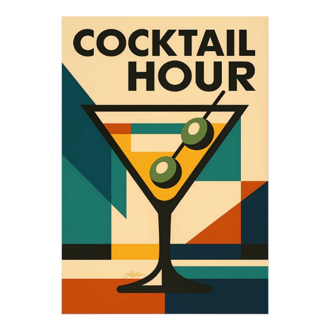 Mid Century Modern Bauhaus Cocktail Hour Martini Photo Print (Front)
