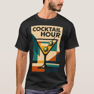 Mid Century Modern Bauhaus Cocktail Hour Martini T-Shirt