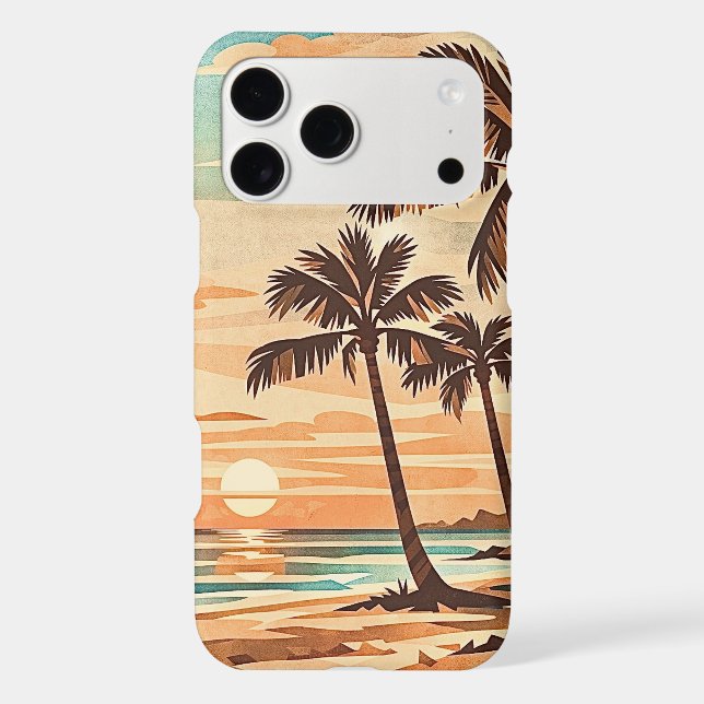 mid century modern beach Hawaii sunset palm trees  (Back)