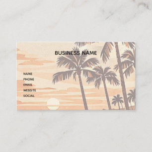 mid century modern beach Hawaii sunset palm trees Business Card