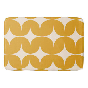 Mid Century Modern Beige Starbursts on Orange  Bath Mat