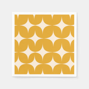 Mid Century Modern Beige Starbursts on Orange Napkin