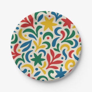 Mid Century Modern Biophilic Pattern Paper Plate