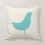 Mid Century Modern Bird Throw Pillow in Turquoise<br><div class="desc">Mix and match from Revintaged Art's series of throw pillows to create the perfect look for your modern home. You may customise the background colour to create the perfect look.</div>