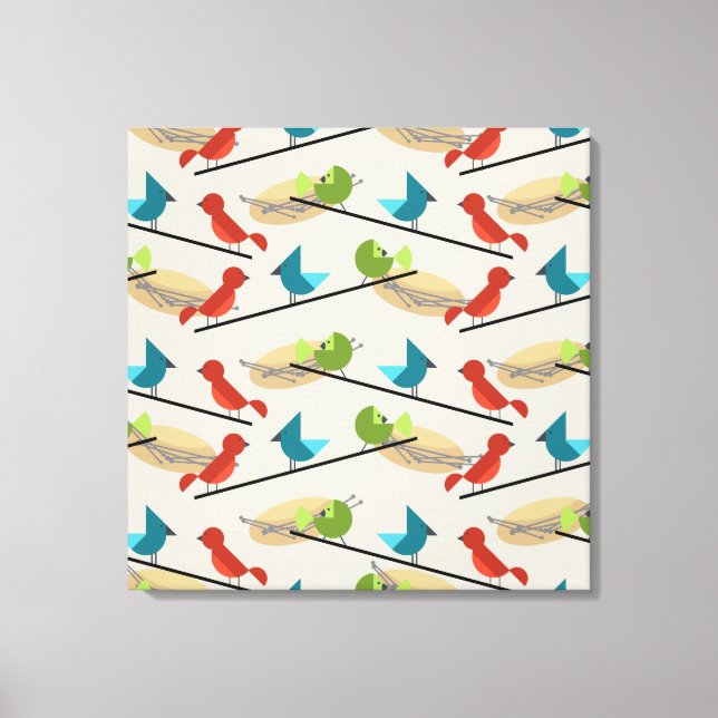 Mid Century Modern Birds Canvas Print (Front)