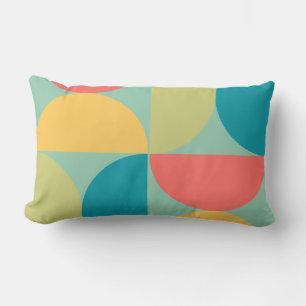 Mid Century Modern Bittersweet Mustard and Olive  Lumbar Cushion