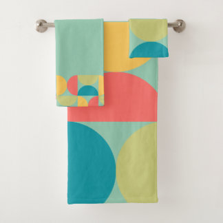 Mid Century Modern Bittersweet Mustard and Olive T Bath Towel Set