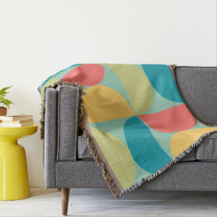 Mid Century Modern Bittersweet Mustard and Olive   Throw Blanket