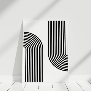Mid Century Modern Black and White Abstract Art Poster