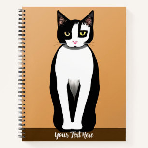 Mid Century Modern Black and White Cat Notebook