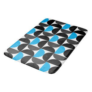 Mid-Century Modern Black blue and Grey Bath Mat