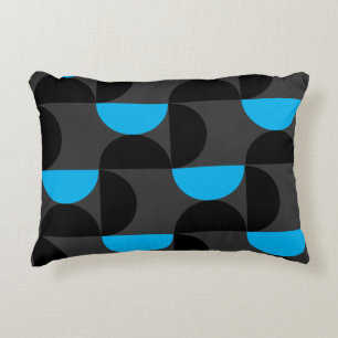 Mid-Century Modern Black blue and Grey    Decorative Cushion