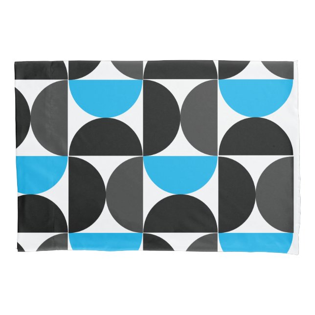 Mid-Century Modern Black blue and Grey         Pillowcase (Front)