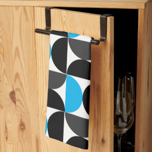 Mid-Century Modern Black blue and Grey Tea Towel