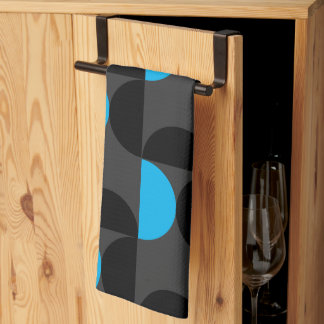 Mid-Century Modern Black blue and Grey Tea Towel