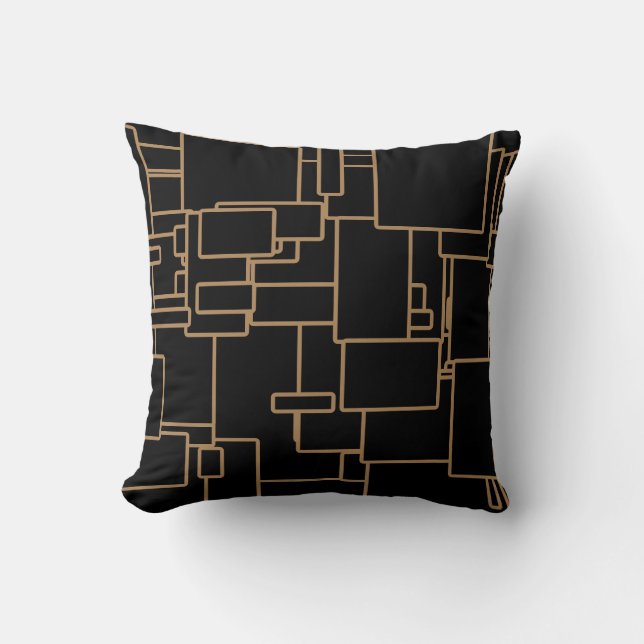 Mid Century Modern Black & Gold Cushion (Front)