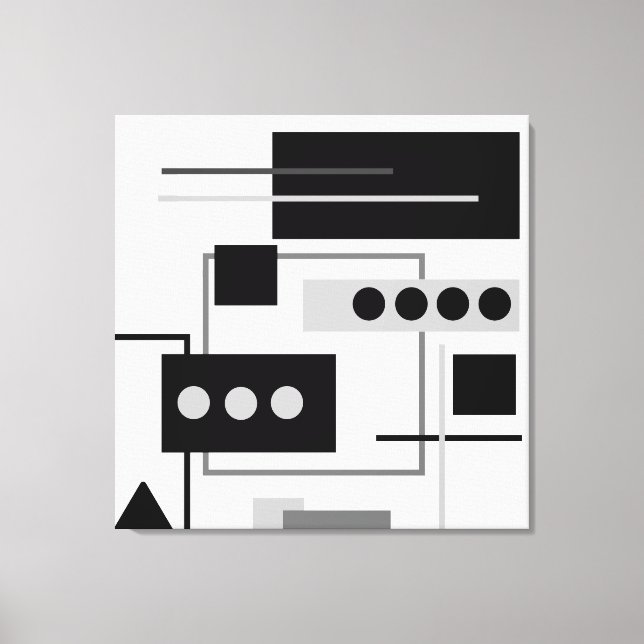 Mid Century Modern Black, Grey White Abstract     Canvas Print (Front)