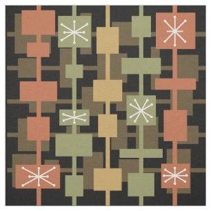 Mid Century Modern Black Multicolored Fabric