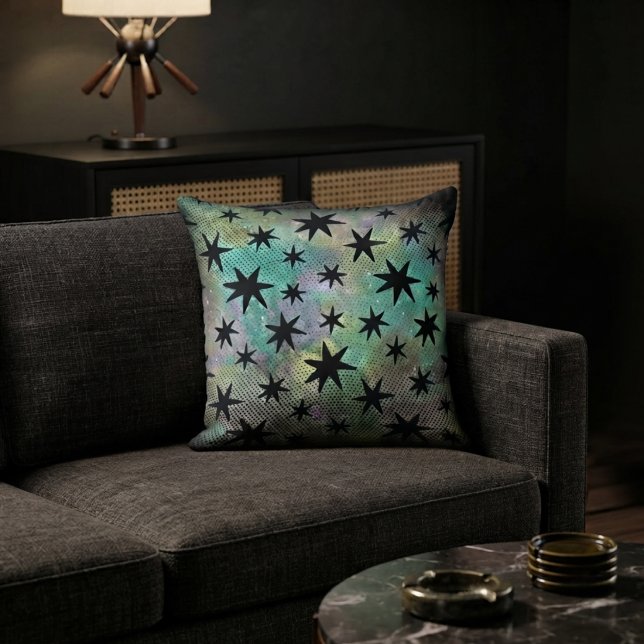 Mid Century Modern Black Stars Cushion (Creator Uploaded)