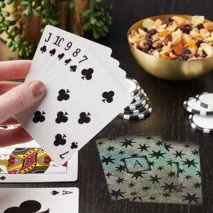 Mid Century Modern Black Stars Monogram Playing Cards