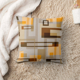 Mid Century Modern Blocks, Tan, Brown, Apricot Cushion