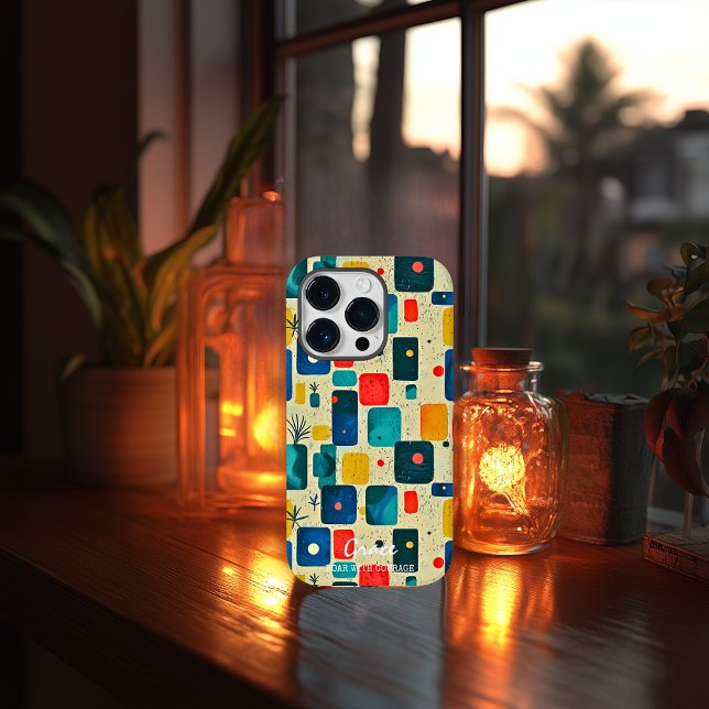 Mid-Century Modern Blocks with Custom Name Case-Mate iPhone Case (Creator Uploaded)