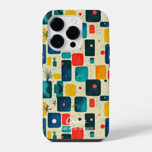 Mid-Century Modern Blocks with Custom Name iPhone 14 Pro Case
