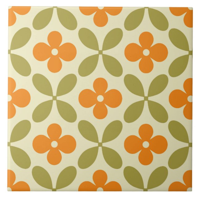 Mid‑Century Modern Blossoms Tile (Front)