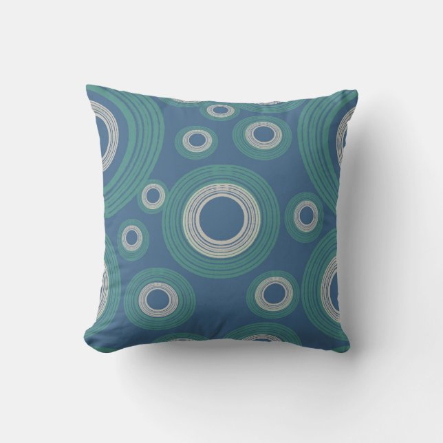 Mid Century Modern Blue Circle   Cushion (Front)