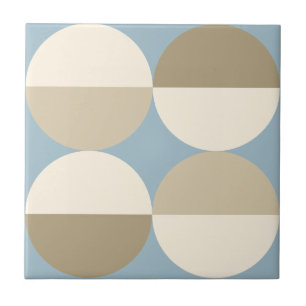 Mid Century Modern Blue circles geometric pattern Tile