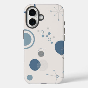 'Mid-Century Modern Blue Circles' iPhone 16 Tough Case