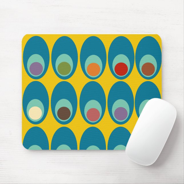 Mid-Century Modern Blue Eggs  Mouse Pad (With Mouse)