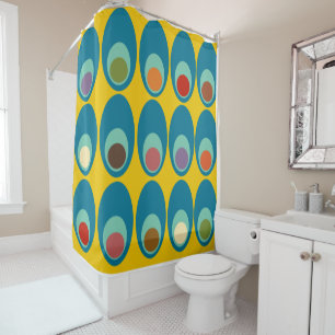 Mid-Century Modern Blue Eggs Shower Curtain