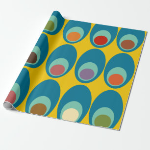 Mid-Century Modern Blue Eggs  Wrapping Paper