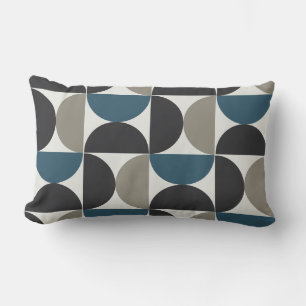 Mid-Century Modern Blue Gray Gunmetal Lumbar Cushion