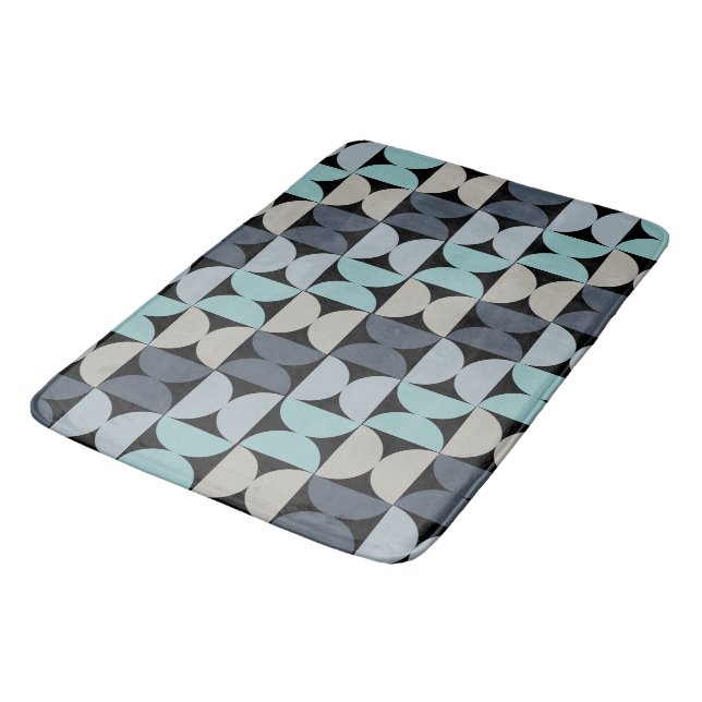 Mid-Century Modern blue green and grey   Bath Mat (Angled)