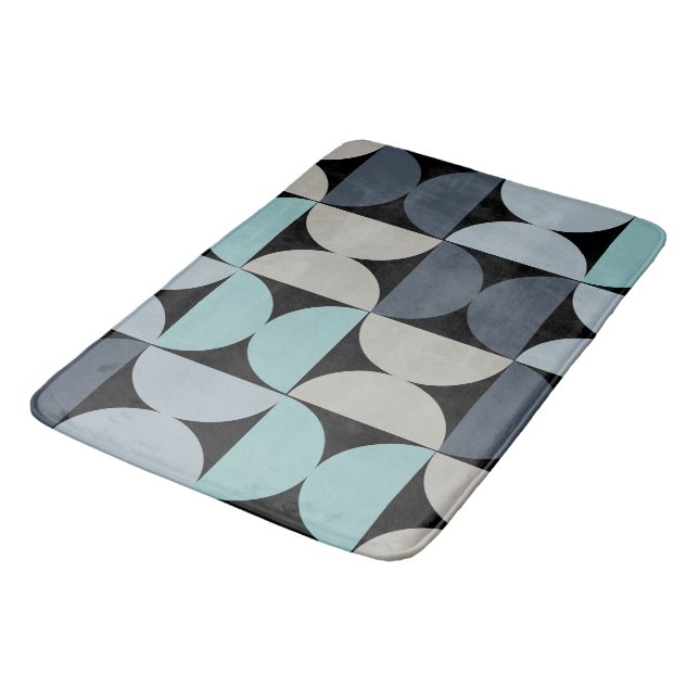 Mid-Century Modern blue green and grey    Bath Mat (Angled)